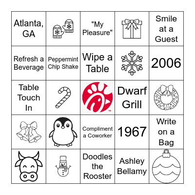 Chick-fil-A Bingo Card