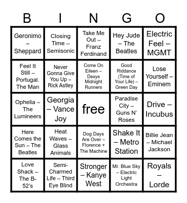 Fall Favorites Bingo Card