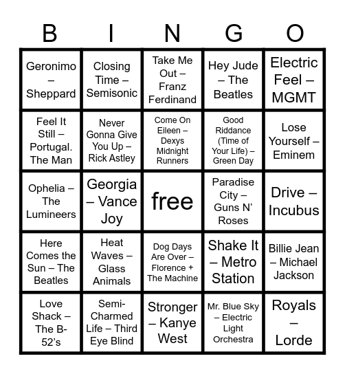 Fall Favorites Bingo Card