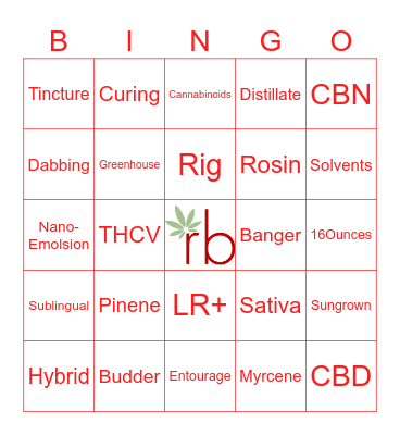 Redbarn Cannabis Knowledge Bingo Card