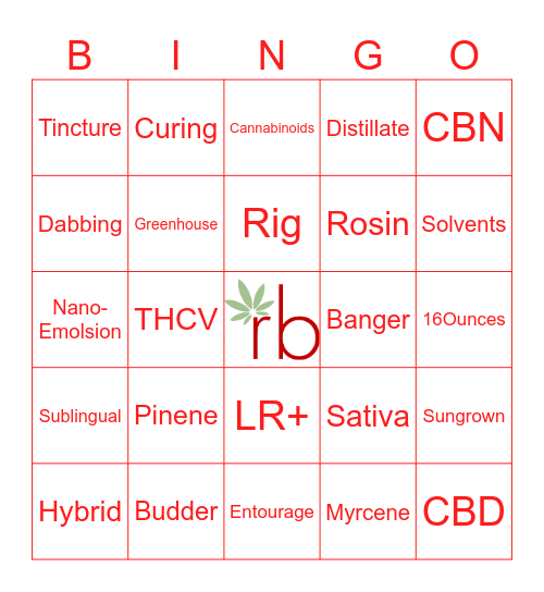 Redbarn Cannabis Knowledge Bingo Card