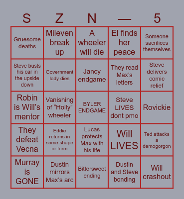—STRANGER THINGS— Bingo Card