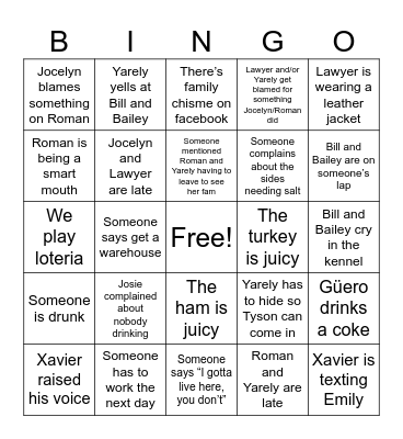 Thanksgiving 2025 Bingo Card