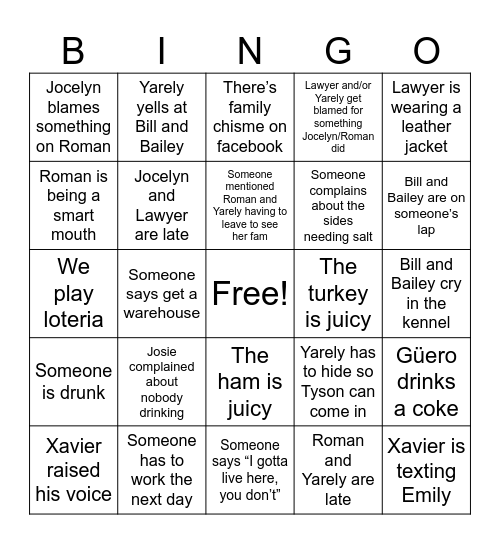 Thanksgiving 2025 Bingo Card