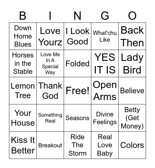 Music Bingo Card