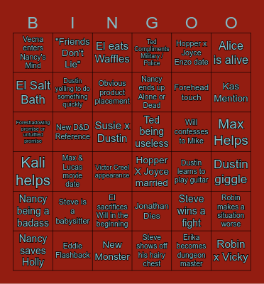 Stranger Things S5 Bingo! Bingo Card