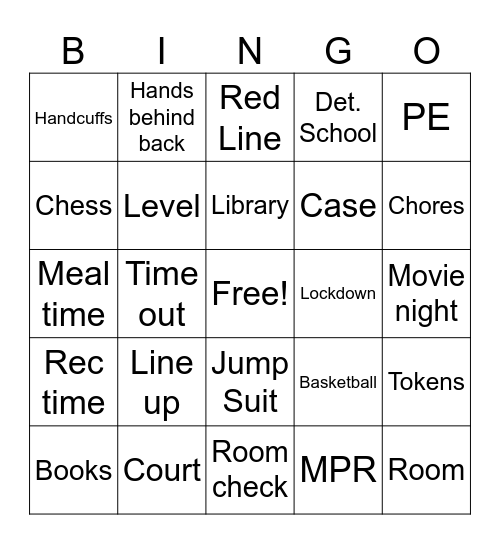 Juvenile Det. Bingo Card