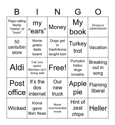 Thanksgiving Bingo Card