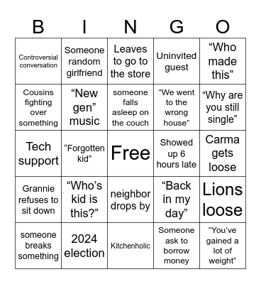 Thanksgiving Bingo Card