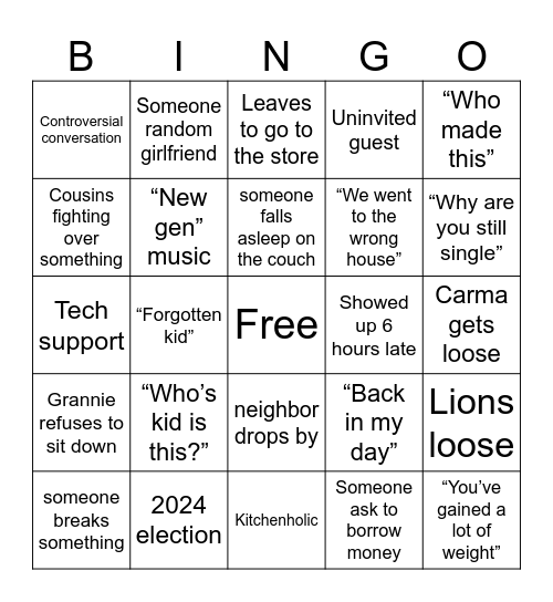 Thanksgiving Bingo Card