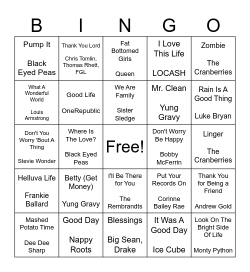 Thankful For Bingo Card