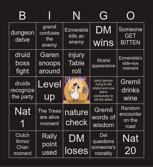 CoS S2 E4 | Yester Hill Bingo Card