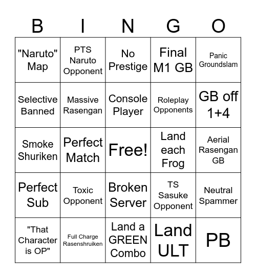 TS Naruto BIngo Card
