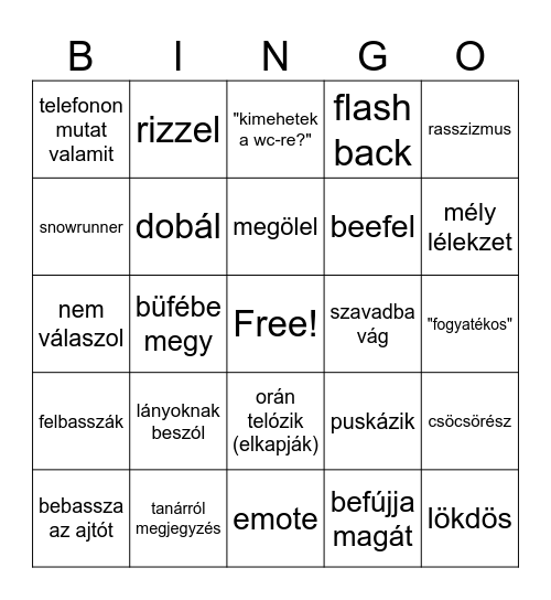 Yolo jojo Bingo Card
