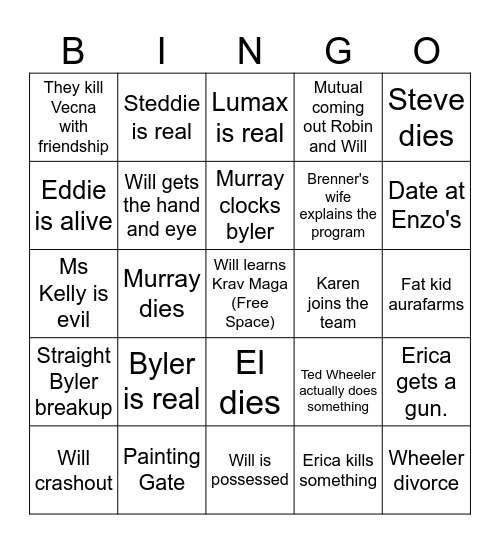 Stranger Things Season 5 BINGO Card