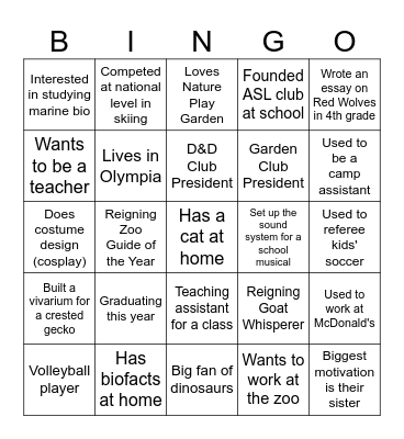 Senior Guide Bingo Card