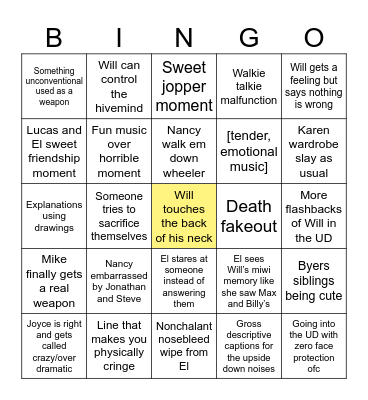 Stranger Things vol1 Bingo Card