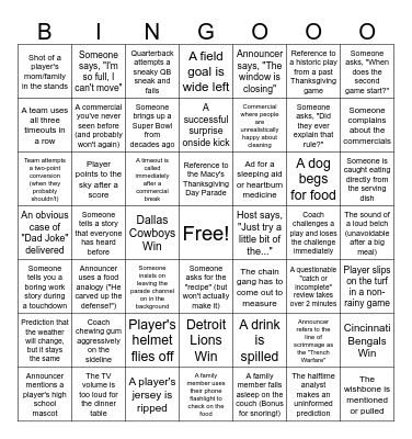 Thanksgiving 2025 Bingo Card