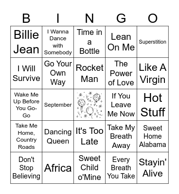 GG's ROCKING BDAY (70s & 80s) Bingo Card