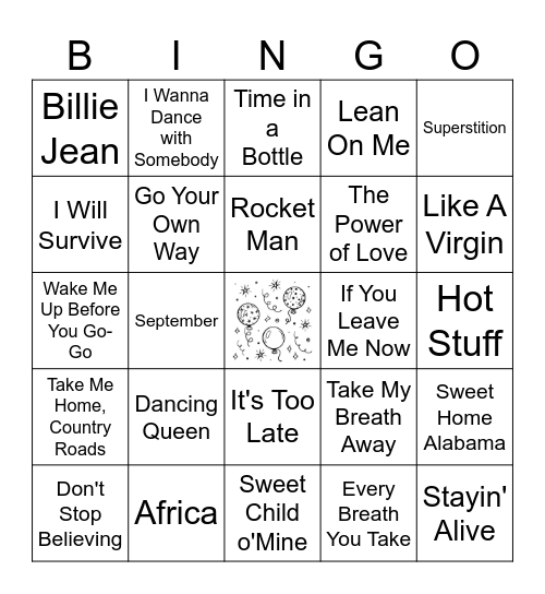 GG's ROCKING BDAY (70s & 80s) Bingo Card