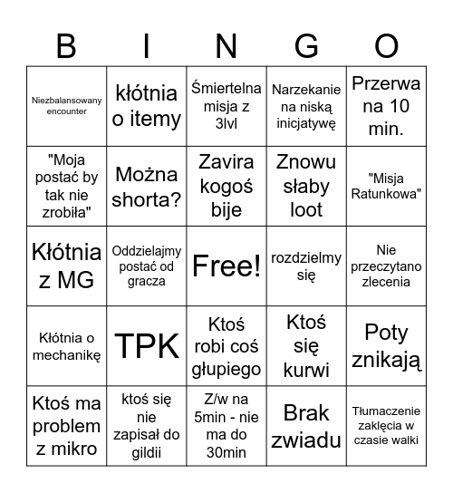 Bingo Ogarów Bingo Card