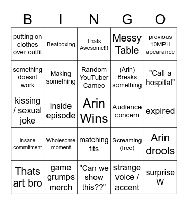 10 minute power hour Bingo Card