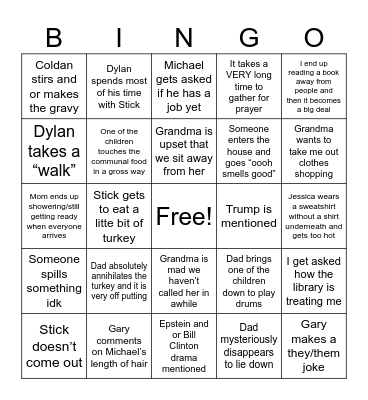 Thanksgiving Bingo 2025 Bingo Card