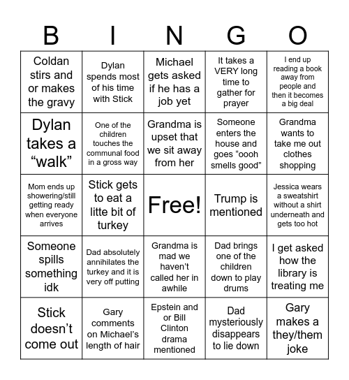 Thanksgiving Bingo 2025 Bingo Card