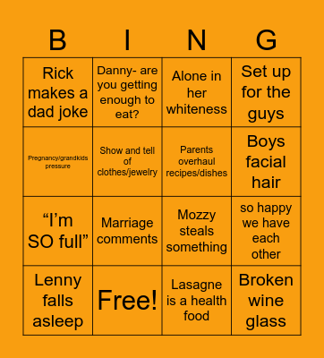 Thanksgiving Bingo Card