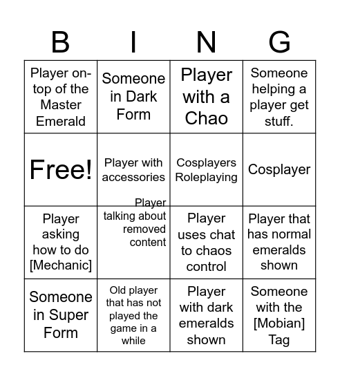 SURPG Bingo Card