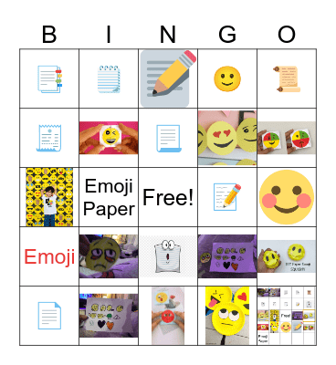 Paper Emoji Bingo Card