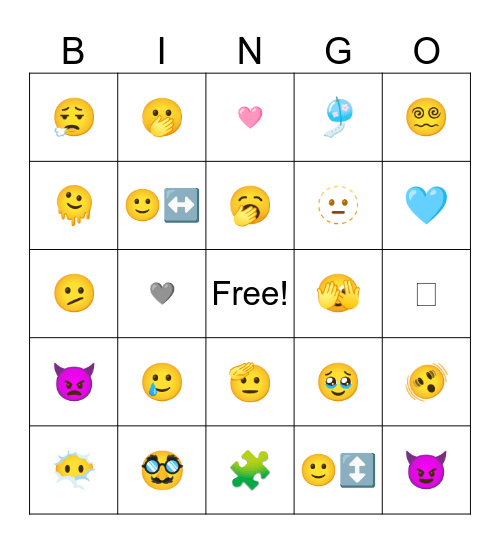 New Emojis Bingo Card