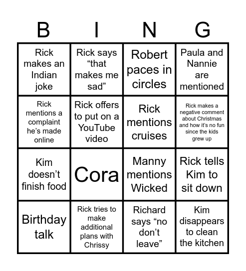 Thanksgiving Bingo Board Bingo Card