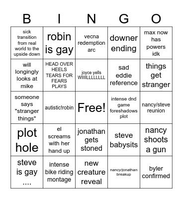 strangr tings Bingo Card