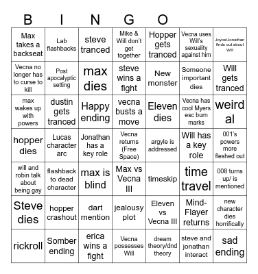 ST Season 5 Bingo Card