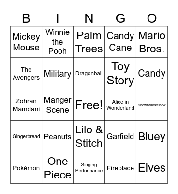 Thanksgiving Parade Bingo Card