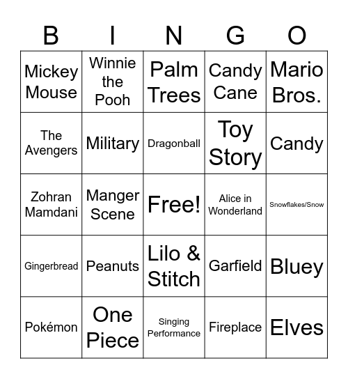 Thanksgiving Parade Bingo Card