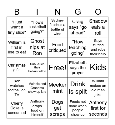 Thanksgiving Bingo Card