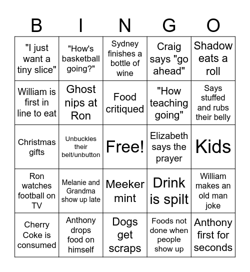Thanksgiving Bingo Card