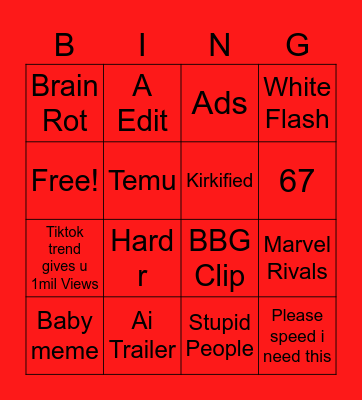 Tiktok bingo Card