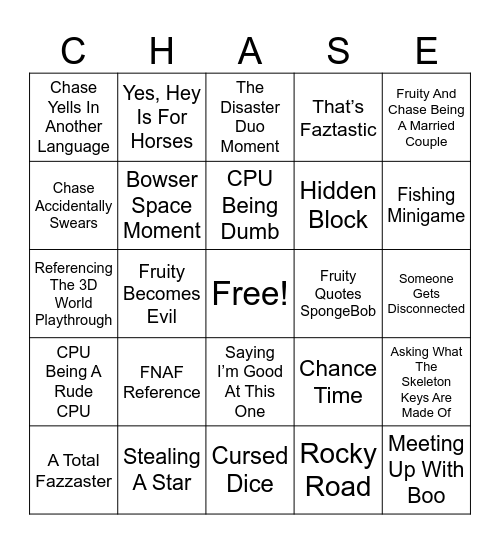 2 Idiots And A Callie Bingo Card