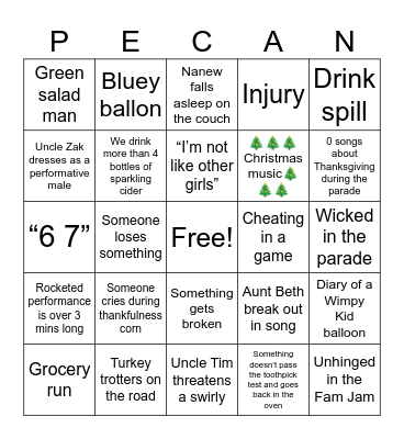 THANKSGIVING 2025 BINGO Card