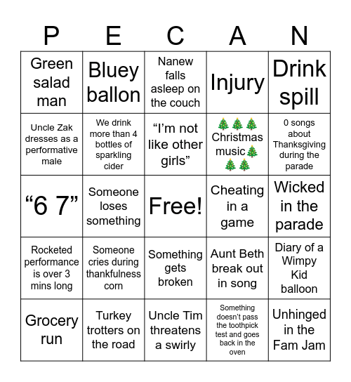THANKSGIVING 2025 BINGO Card