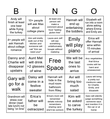 Thanksgiving 2025 Bingo Card