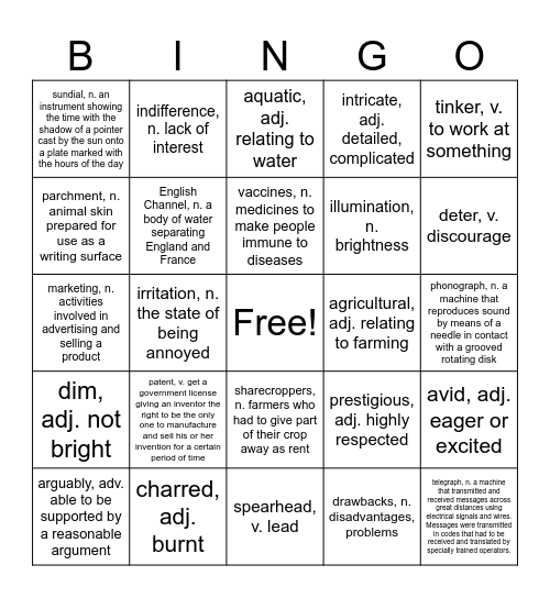 Eureka Bingo 4th Grade Bingo Card