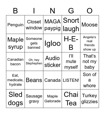 Angela Bingo Card