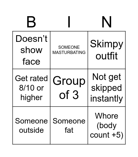 Ometv Bingo Card