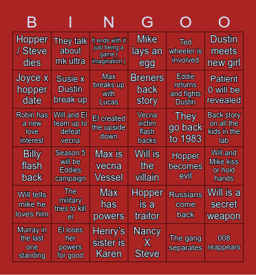 Stranger Things S5 Bingo! Bingo Card