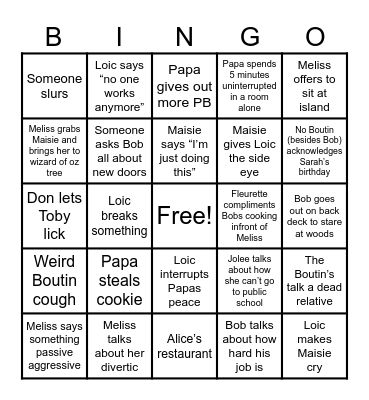 Thanksgiving Bingo Card
