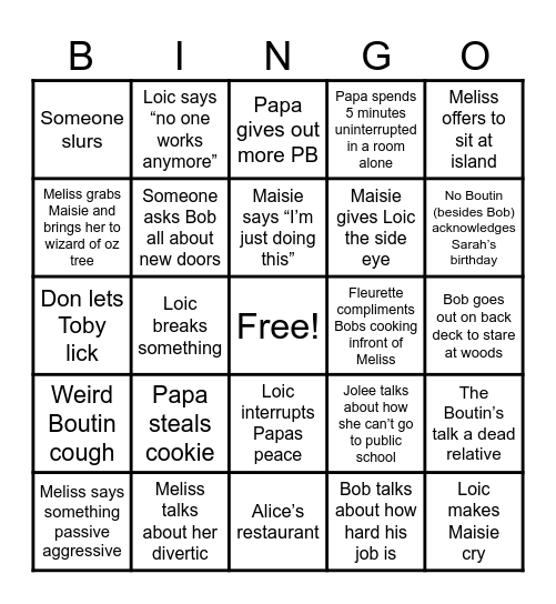 Thanksgiving Bingo Card